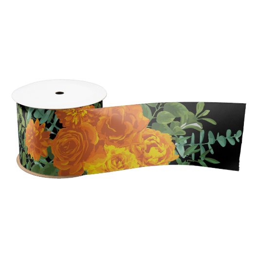 Ruban En Satin Collection Mariage gothique d'Halloween noir et or (Bobine)