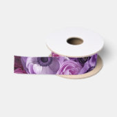 Ruban En Satin Composition florale de lavande rose pourpre (Bobine)
