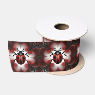 Ruban En Satin Conception artistique abstraite de coccinelle,