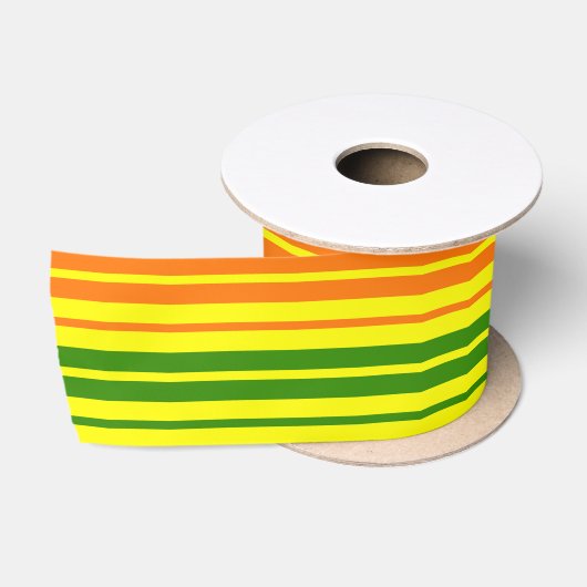 Ruban En Satin Conception de bandes verticales orange jaune vert (Bobine)