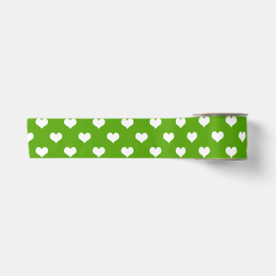 Ruban En Satin Conception de coeurs adorables verts blancs