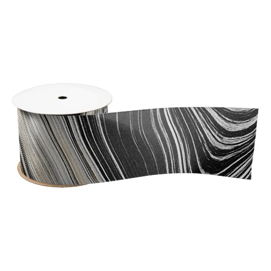 Ruban En Satin Conception de l'Agate Noir et Or (Bobine)