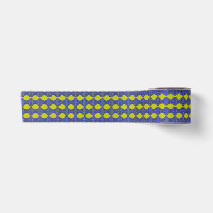 Ruban En Satin conception de motif bleu et jaune