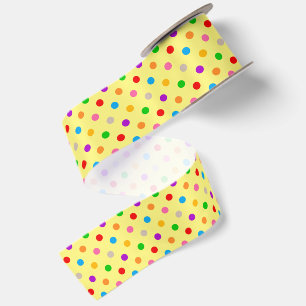 Ruban En Satin Conception de points polka arc-en-ciel colorés jau