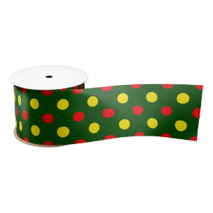 Ruban En Satin Conception de pois verts rouges jaunes 