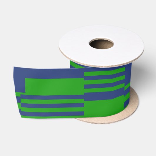 Ruban En Satin Conception de rayures patchwork bleu vert (Bobine)