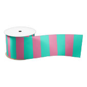 Ruban En Satin Conception de rayures vert menthe rose (Bobine)