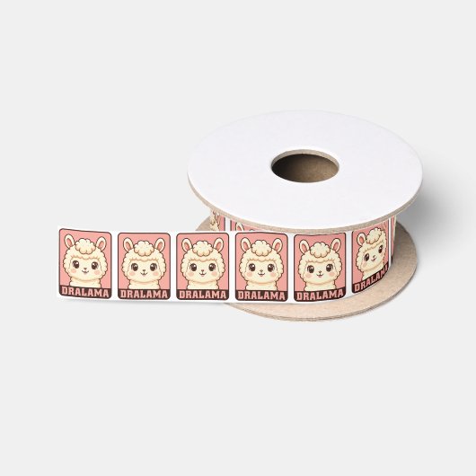 Ruban En Satin Conception d'illustration de lama mignon (Bobine)
