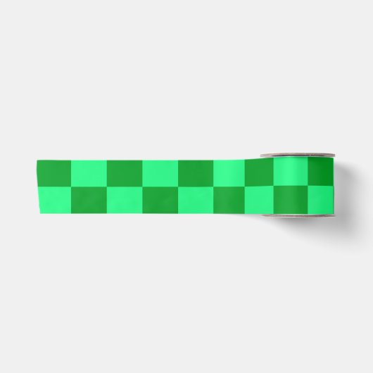 Ruban En Satin Conception du vérificateur vert clair et foncé (Devant)