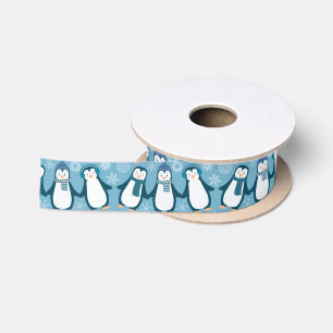 Ruban En Satin Conception mignonne de pingouins d'hiver