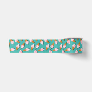 Ruban En Satin Congés gaufres crème glacée et motif de yaourt con