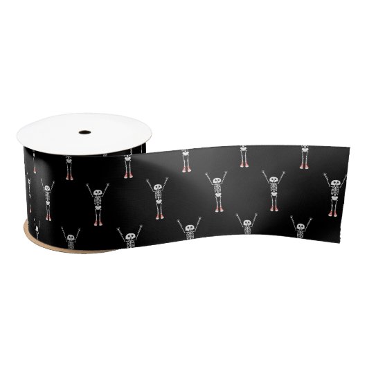 Ruban En Satin Cool Skeleton Motif Halloween (Bobine)