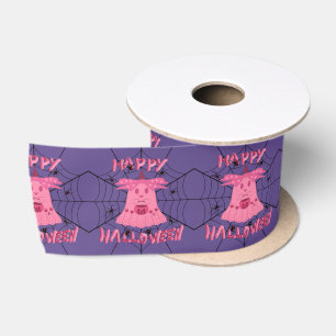 Ruban En Satin Coquette Rose Fantôme Joyeux Halloween Art Numériq