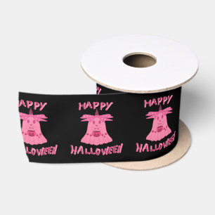 Ruban En Satin Coquette Rose Fantôme Joyeux Halloween Art Numériq