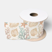 Ruban En Satin Coquillages et Corail (Bobine)