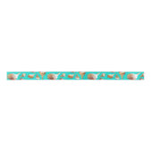 Ruban En Satin Coquillages Turquoise Coquillages Motif (Devant)