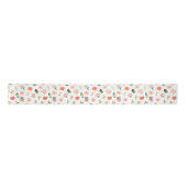 Ruban En Satin Coral Red Roses and Foliage Pattern (Devant)