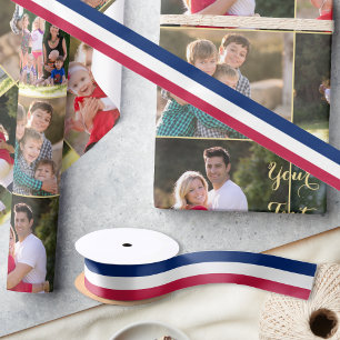 Ruban En Satin Couleurs patriotiques Rouge Blanc Bleu Bleu Stripe