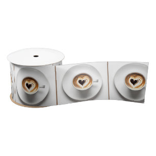 Ruban En Satin Coupe Heart Cappuccino Sur Blanc