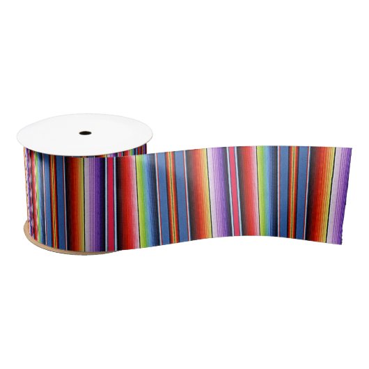 Ruban En Satin Couverture mexicaine Fiesta Stripes Serape Rainbow (Bobine)
