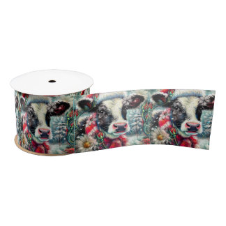 Ruban En Satin Cow Dreaming of Warmer Times Floral Decoupage