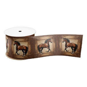 Ruban En Satin Cowboy Pays occidental Cheval Equestre Brown
