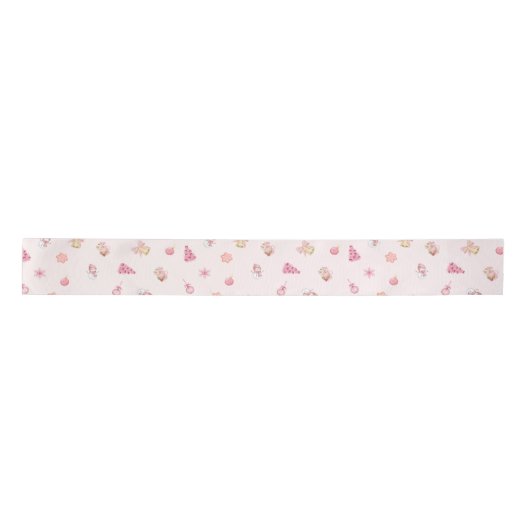 Ruban En Satin Cozy Pink Christmas Pattern (Devant)