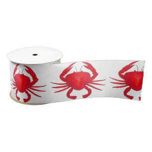 Ruban En Satin Crabe du Maryland Crabes rouges Crabby Plage Océan