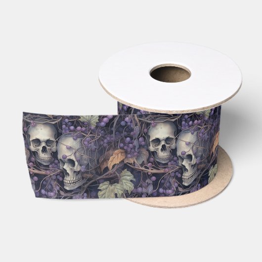 Ruban En Satin Crâne Halloween Vintage (Bobine)