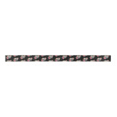 Ruban En Satin Crânes et Motif Rose Mariage noir (Devant)
