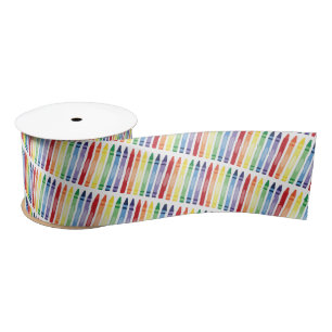 Ruban En Satin Crayons arc-en-ciel colorés Motif