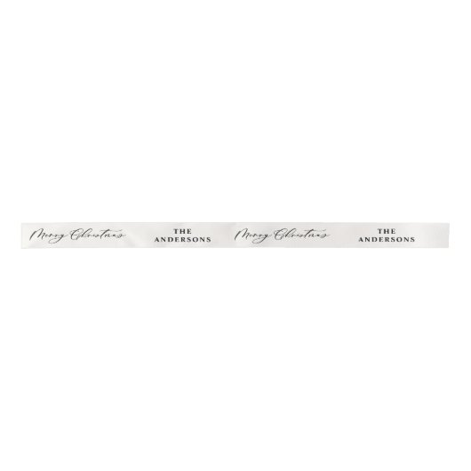 Ruban En Satin cream elegant script Christmas personalised rustic (Devant)
