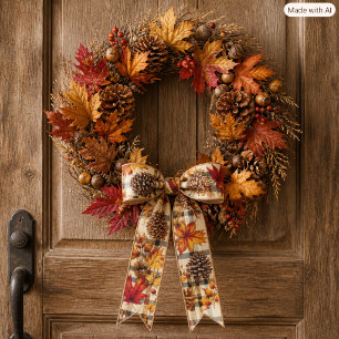 Ruban En Satin Création de feuilles d'automne rustiques et de pom