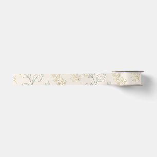 Ruban En Satin Crème Botanique & Feuille de Nature
