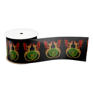 Ruban En Satin Crescent Céleste Lune Et Dragons
