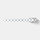 Ruban En Satin Crochets bleu-gris sur blanc (Devant)