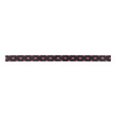 Ruban En Satin Crochis Fuchsia sur noir (Devant)