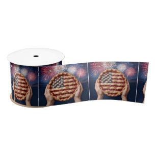 Ruban En Satin Croûte de drapeau américain sur une tarte aux ceri