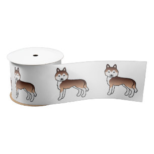 Ruban En Satin Cuivre Sibérien Husky mignon chien de dessin