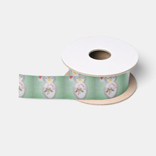 Ruban En Satin Cute Christmas Penguin (Bobine)