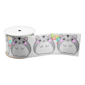 Ruban En Satin Cute Gris Kawaii Hamster Satin Ribbon (Bobine)
