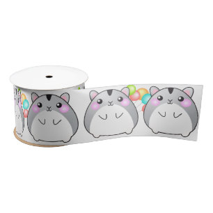 Ruban En Satin Cute Gris Kawaii Hamster Satin Ribbon