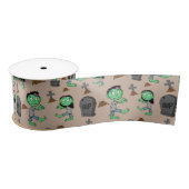 Ruban En Satin Cute Halloween Zombie Pattern Ribbon | Spooky Cart (Bobine)
