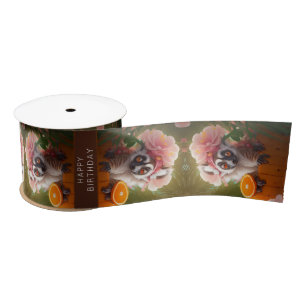 Ruban En Satin Cute lemur et orange Summer paradis texte personna