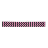 Ruban En Satin Cute moderne Chevron Zigzag Motif noir et rose (Devant)