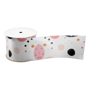 Ruban En Satin Cute polka point spot motif blanc