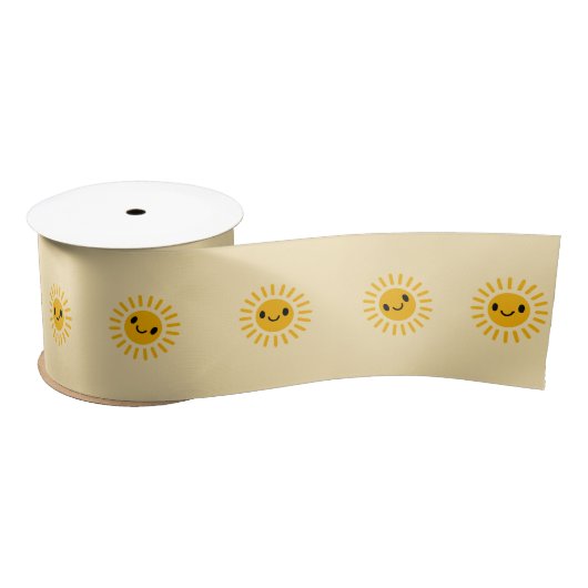 Ruban En Satin Cute Smiling Sun Watercolor Boho Design (Bobine)