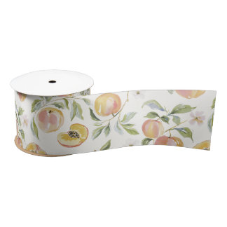 Ruban En Satin Cute Watercolor Leafy Peach Botanical
