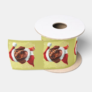 Ruban En Satin Dachshund avec tenue du Père Noël - Noël 1