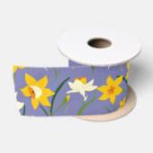 Ruban En Satin Daffodiques sur bleu pourpre (Bobine)
